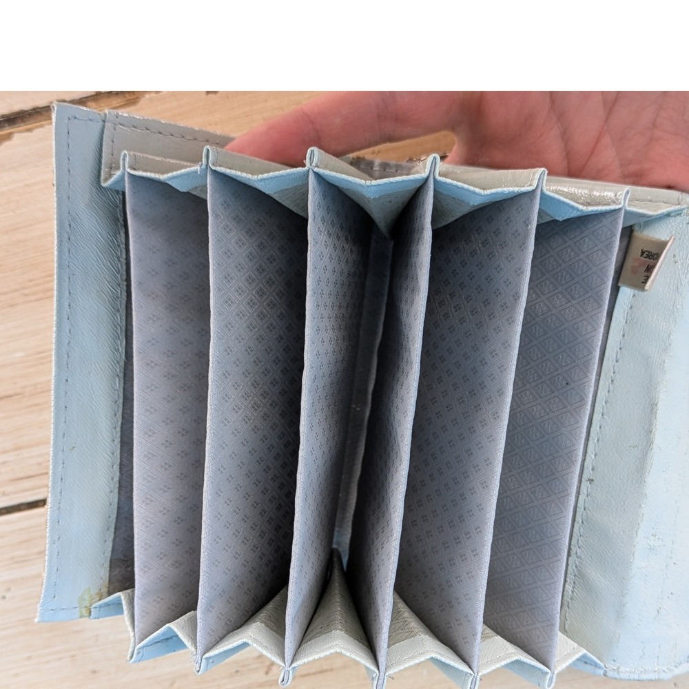 Lee Sands Genuine Eel Skin Wallet Gray Blue Accordion Card Holder Korea Vintage - Picture 8 of 11